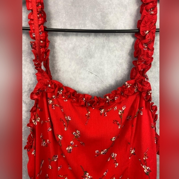 Lulus In the Garden Red Floral Print Skater‎ mini Spring Dress Size S - Picture 9 of 15